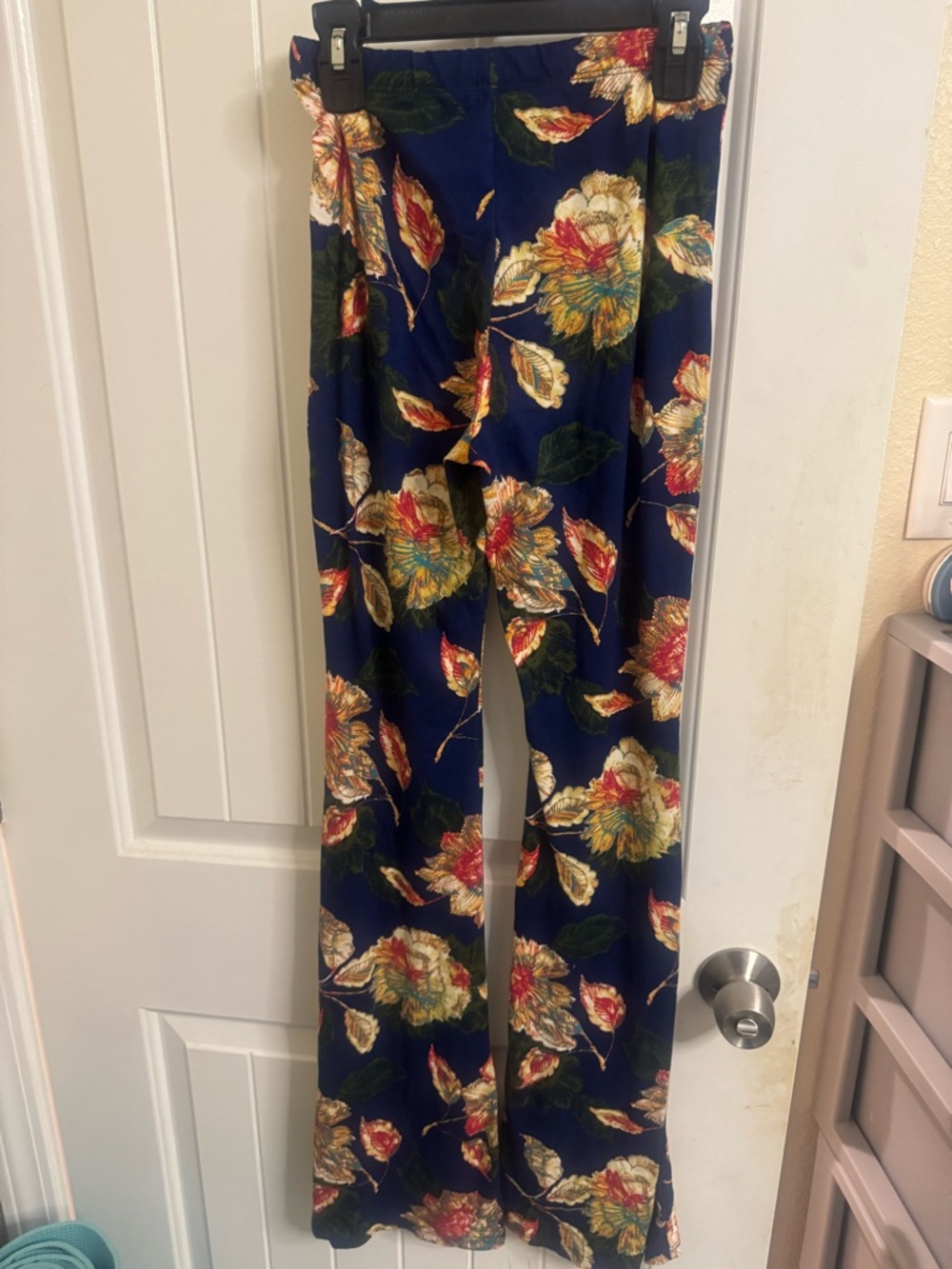 Floral Wide-Leg Pants in Navy